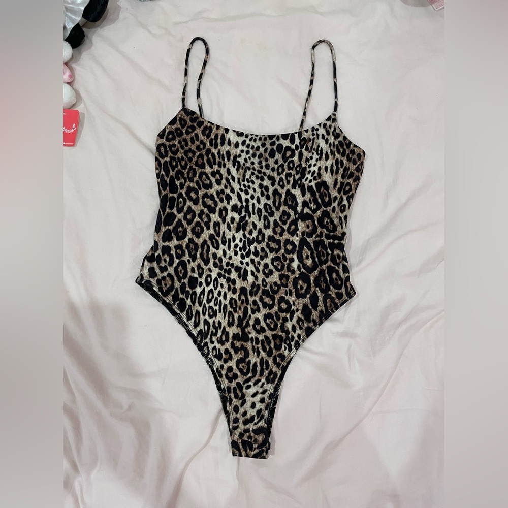 Zara Leopard-Pattern One-Piece Bodysuit - Cream, Tan & Black
